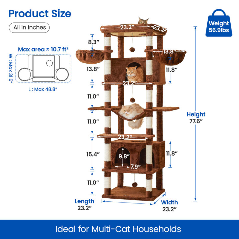 Arbre à chat H 77,6 po Danniela, Brun