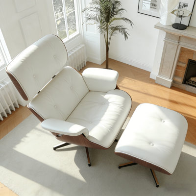Méridienne avec repose-pieds, fauteuil d'appoint moderne Mid-Century, méridienne rembourrée, structure en bois massif, base en alliage d'aluminium robuste pour le bureau à domicile et le salon