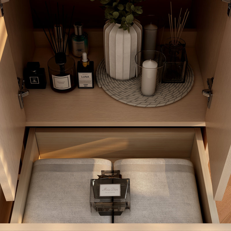 Victoria 58.9'' Double Bathroom Vanity with Acrylic Top, Yellow Oak