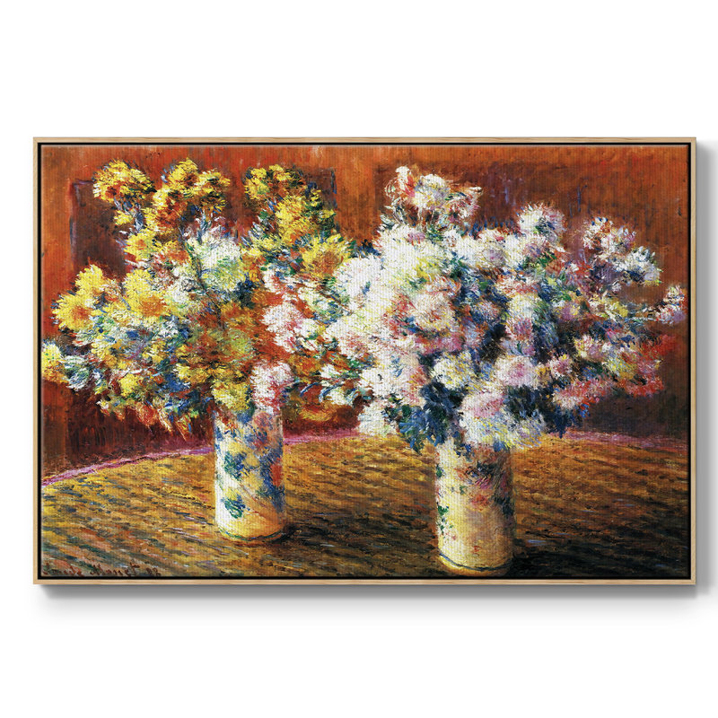 «Two Vases With Chrysanthems», 1888, reproduction d'art sur toile, H 27 po x l 41 po x P 2 po, Naturel