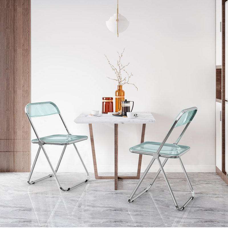 Alcorn Steel Stackable Folding Chair Folding Chair Set, Blue