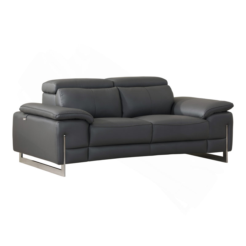 Causeuse en cuir italien Global United, Gris foncé