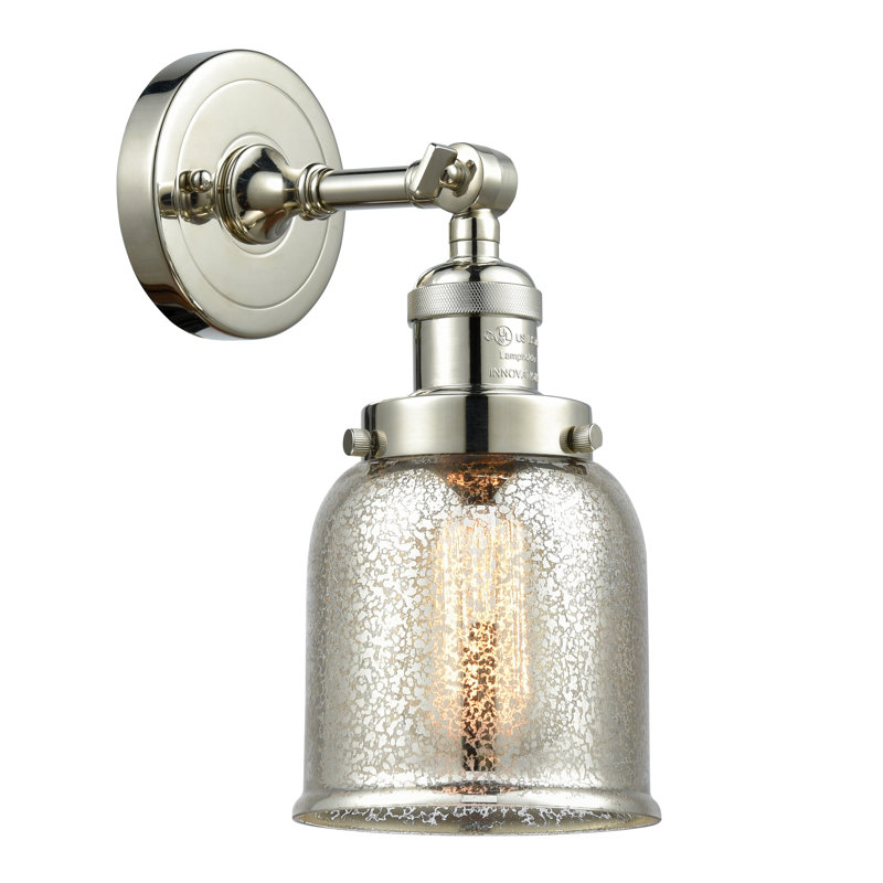Applique murale 1 lumière 8 po Bell, Ampoule à DEL rétro de 6 watts, Argent mercuré, Nickel poli