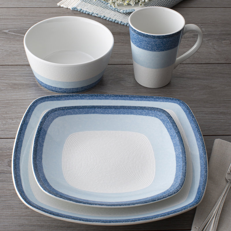 Noritake Colorscapes Layers Square 4-Piece Place Setting, Service for 1, Sky