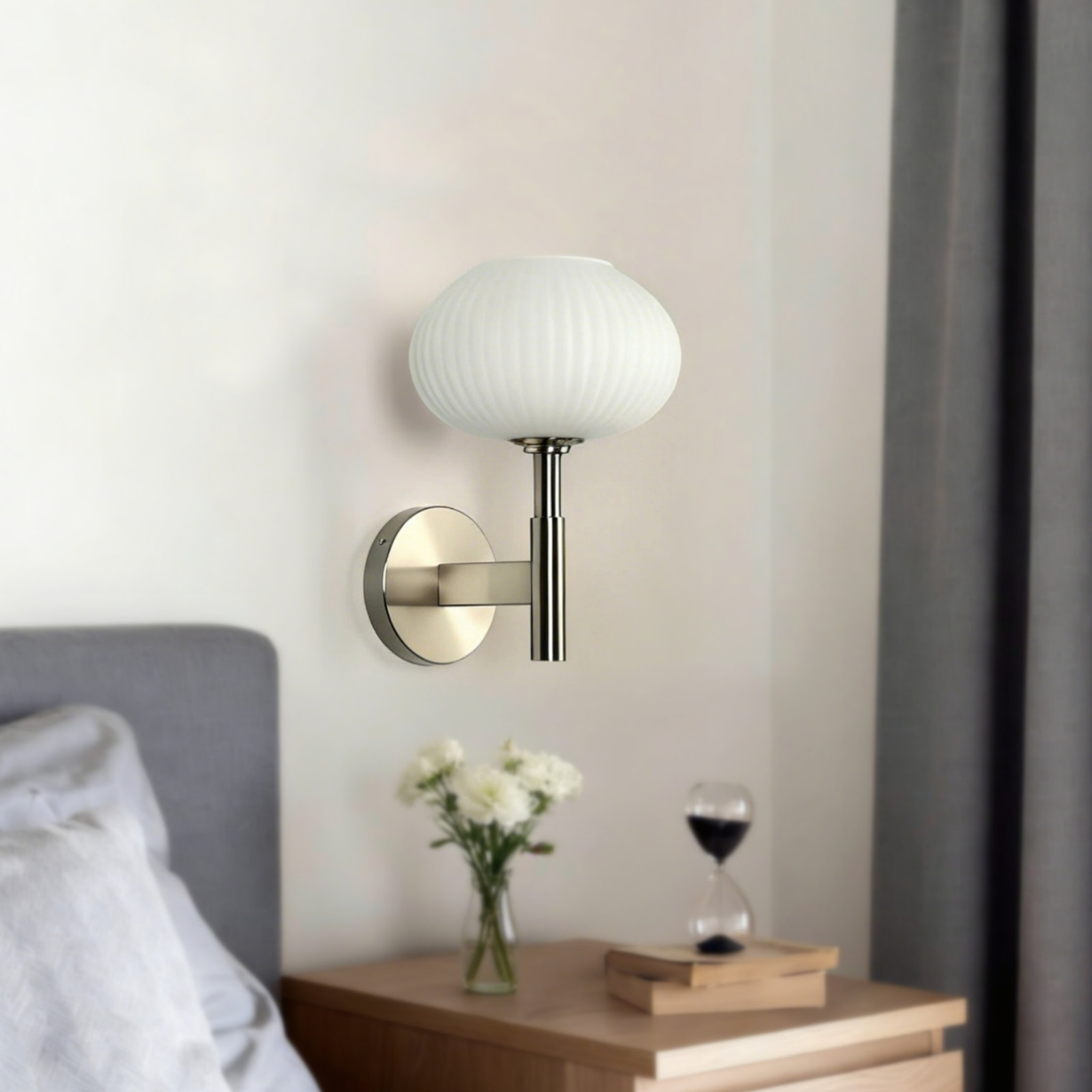 Ulah Dimmable Armed Wall Sconce, Nickel