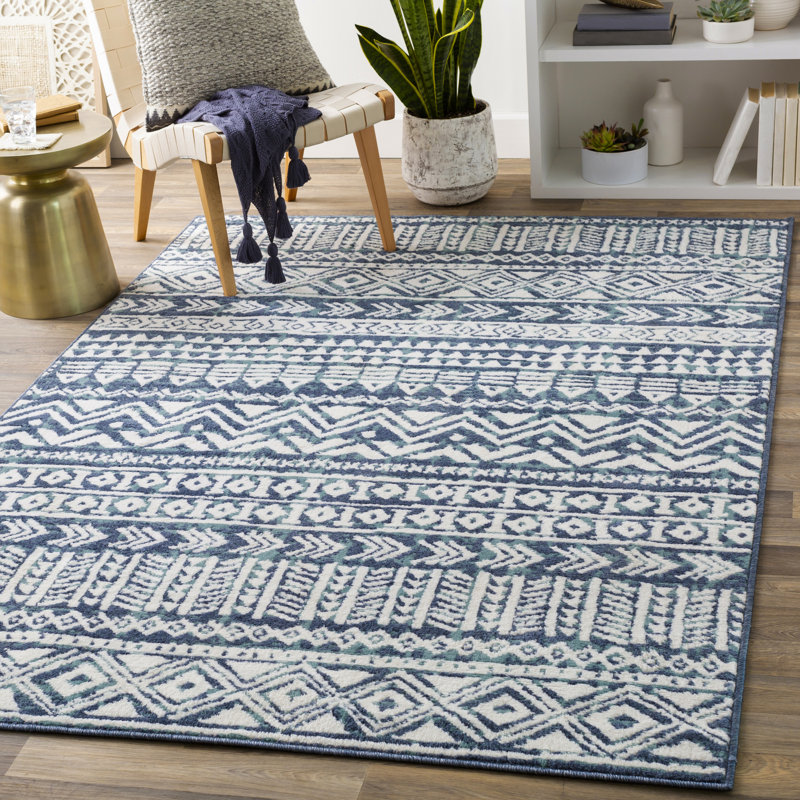 Tapis noir tissé à la machine Kimetra, Rectangle 2 pi x 2 pi 11 po