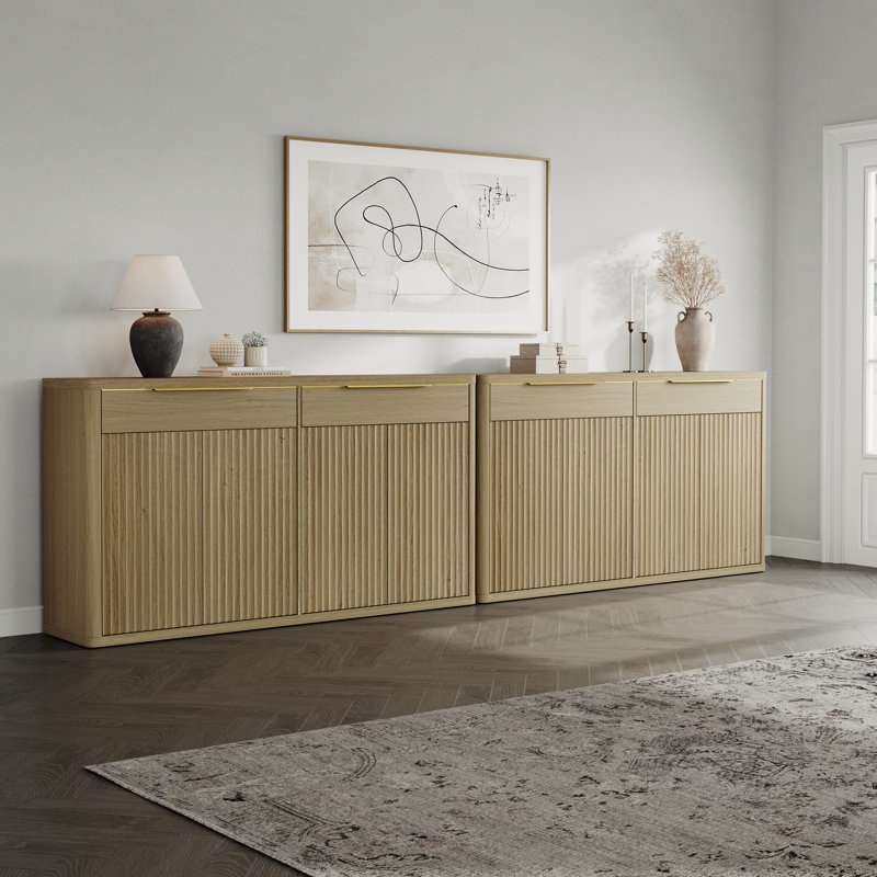 Cesiro 66.34'' Sideboard With 4 Doors And 2 Drawers, Natural Oak