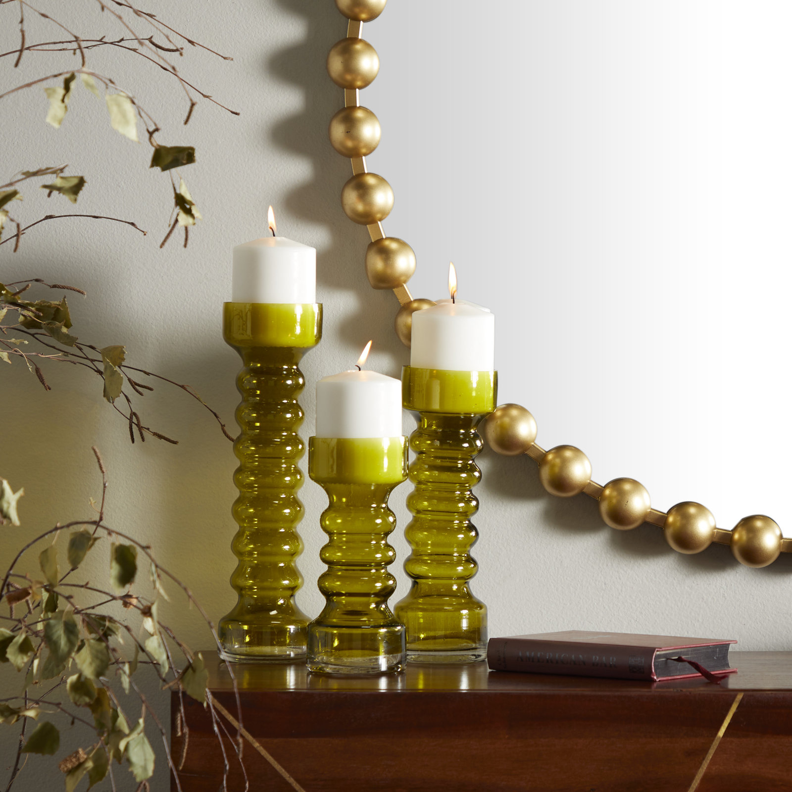 Starlet 12.85'' H Glass Tabletop Candlestick, Green