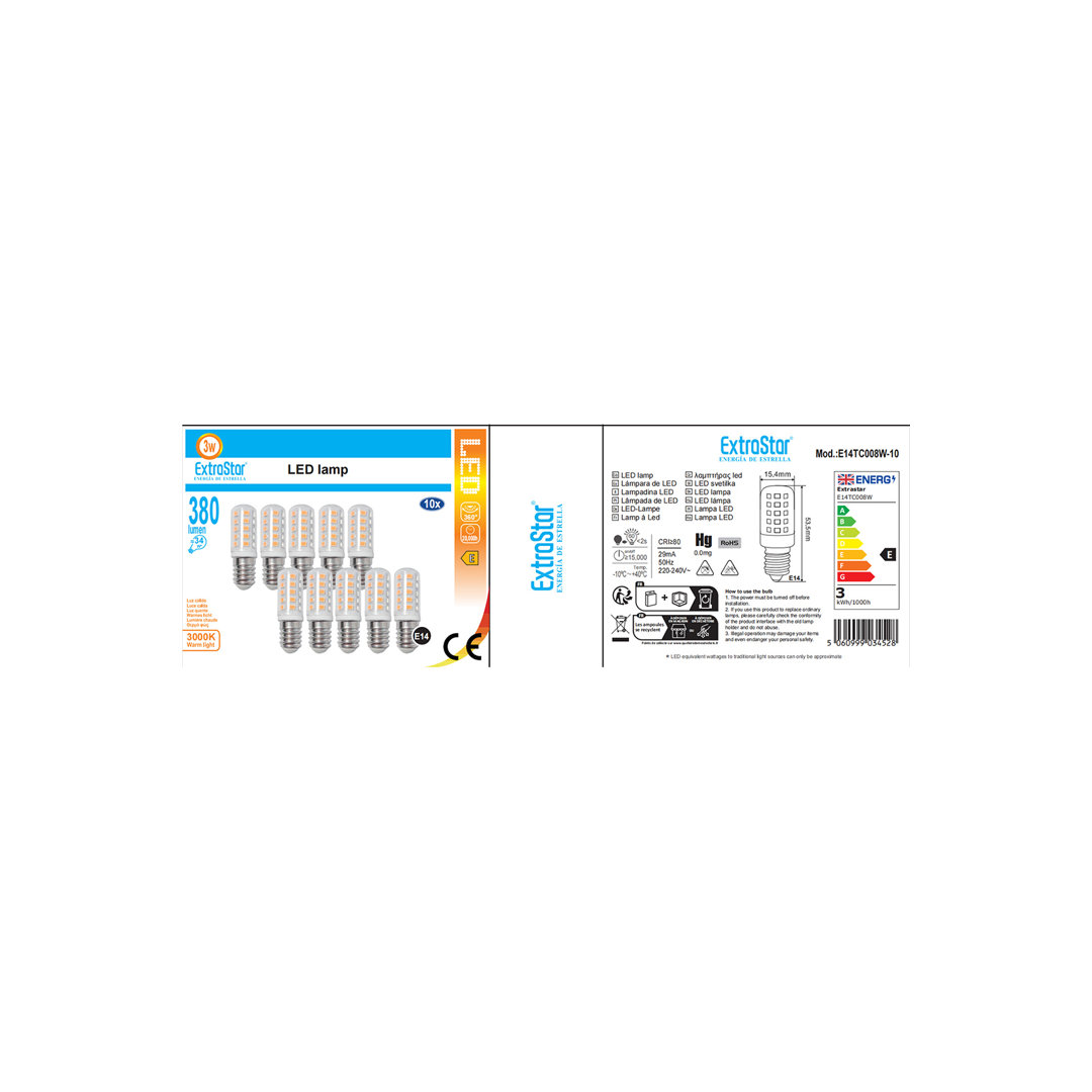 Pack of 10 E14 LED Bulbs