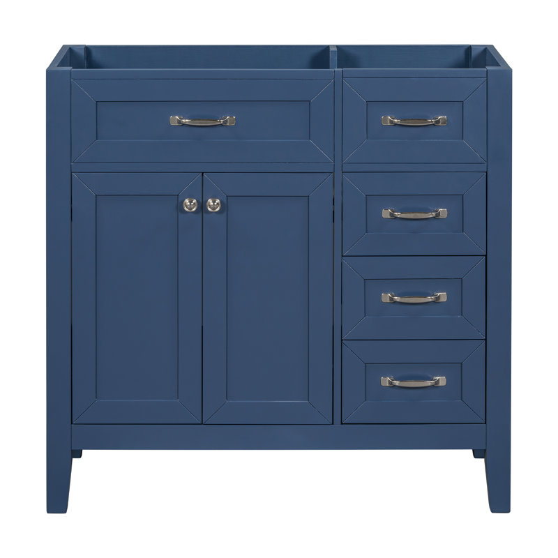 Base de meuble-lavabo bleu 36 po avec tiroirs, structure solide - lavabo non inclus