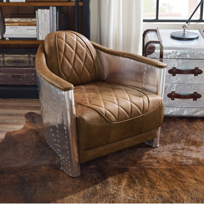 Paynesville Tufted Genuine Leather Accent Armchair