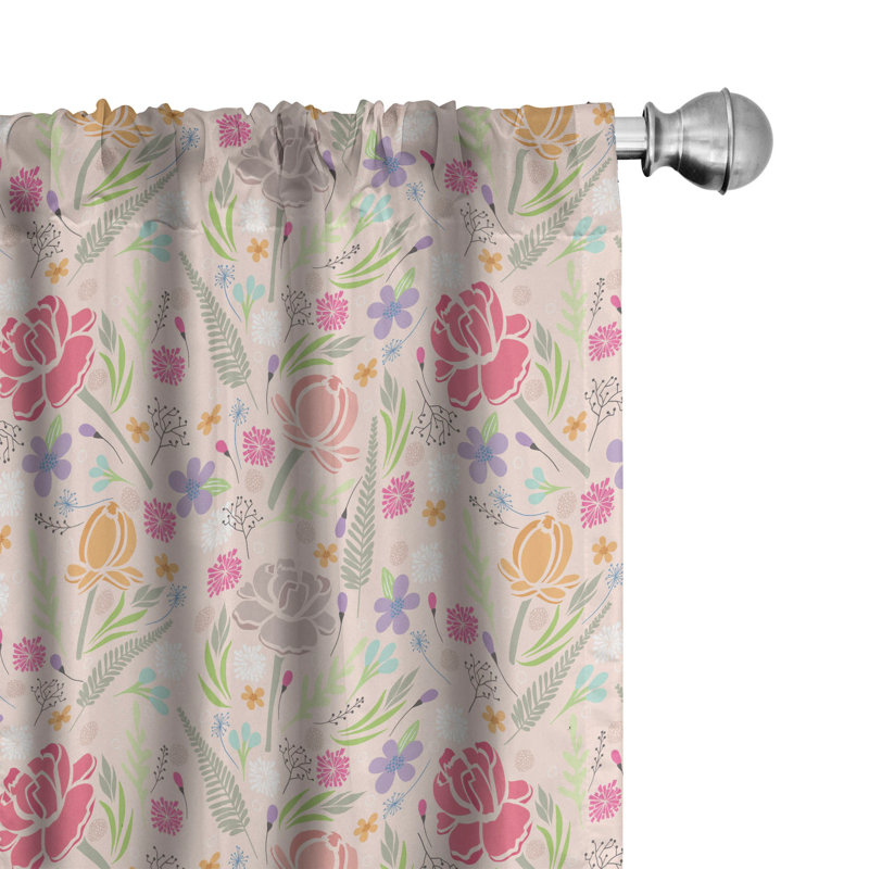 Botany Floral Semi-Sheer Rod Pocket Curtain Panels, 28" x 63"