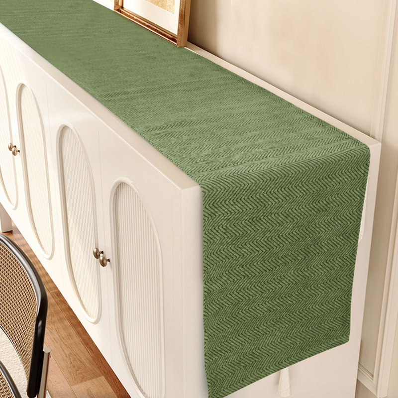 Chemin de table | Commode à foulard | Couvercle de meuble, L 14 po x L 72 po, Vert olive