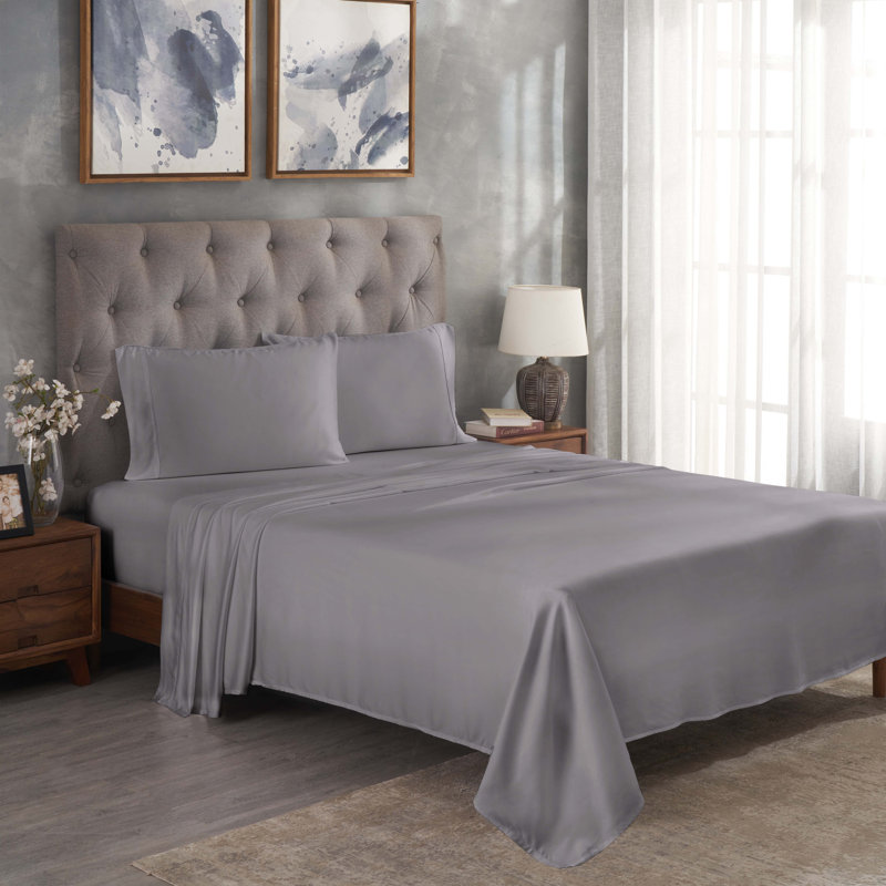 Ensemble de draps de lit Modal From Beechwood, Ensemble de draps pour lit double avec deux taies , Gris