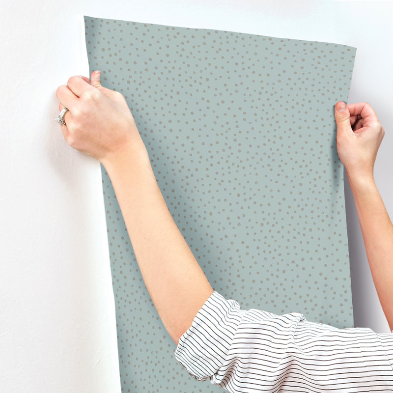 Cassie Gold Petite Polka Wallpaper, Light Blue