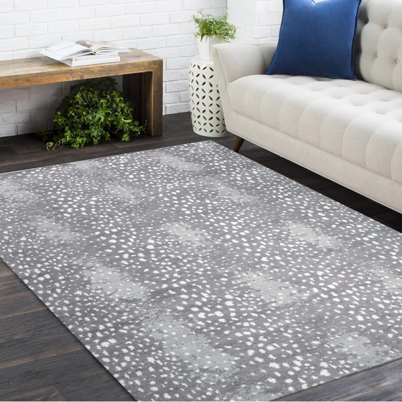 Matterson Animal Print Hand-Knotted Wool/Cotton Area Rug, Rectangle 3' x 5', Gray