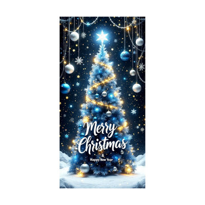 35 X 71 Inch Christmas Door Cover - Santa Claus Pattern - Christmas Day Door Decoration - Festival Party Decoration