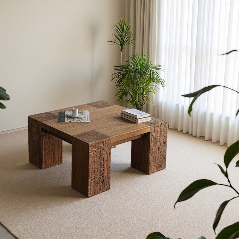Modern simple solid wood porch table., 15.7" H x 39.3" L x 39.3" W