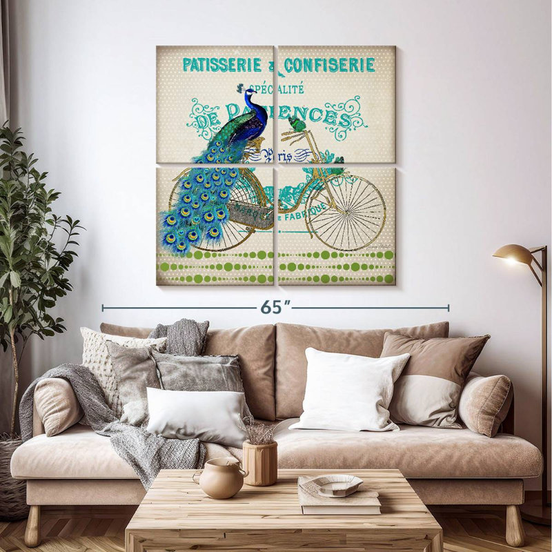 Tergel Peacock On Bicycle III, 45" H x 45" W
