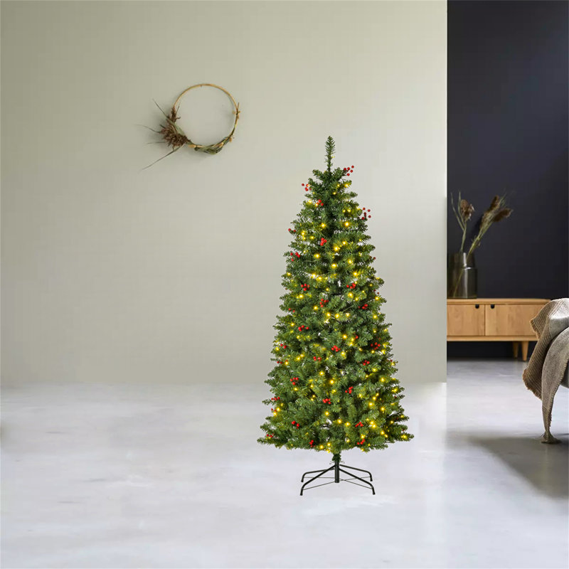Lighted Artificial Christmas Tree, 4.92ft H x 1.74ft W