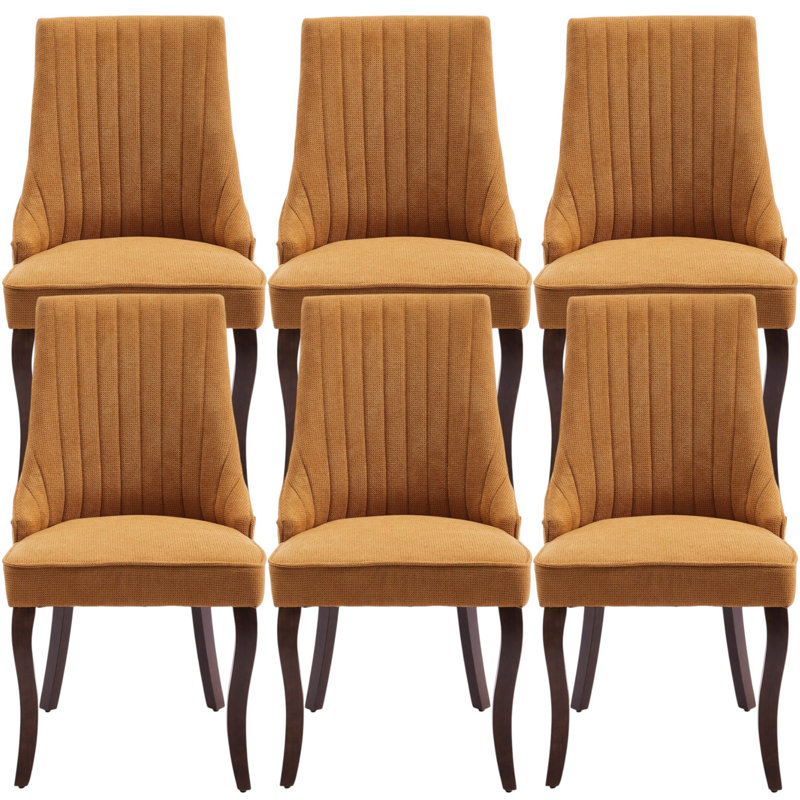 Chaises de salle à manger en bois massif Seita, Jaune