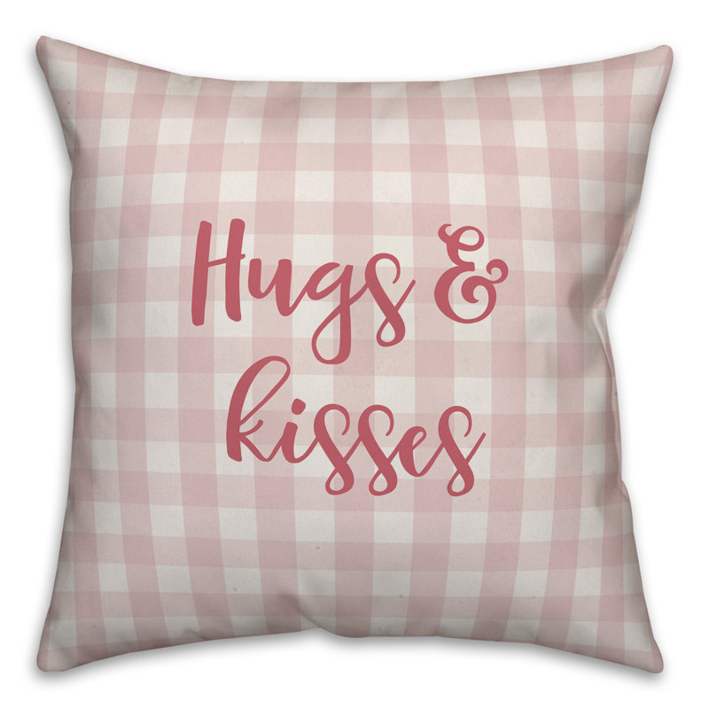  Coussin Hugs and Kisses, Rose, Housse de coussin
