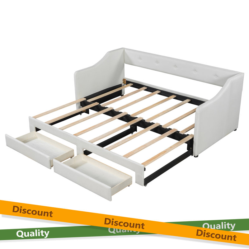 Twin XL Upholstered Daybed With Two Drawers