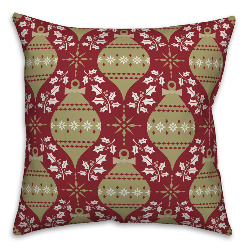  Square Pillow Cover & Insert, White/Red