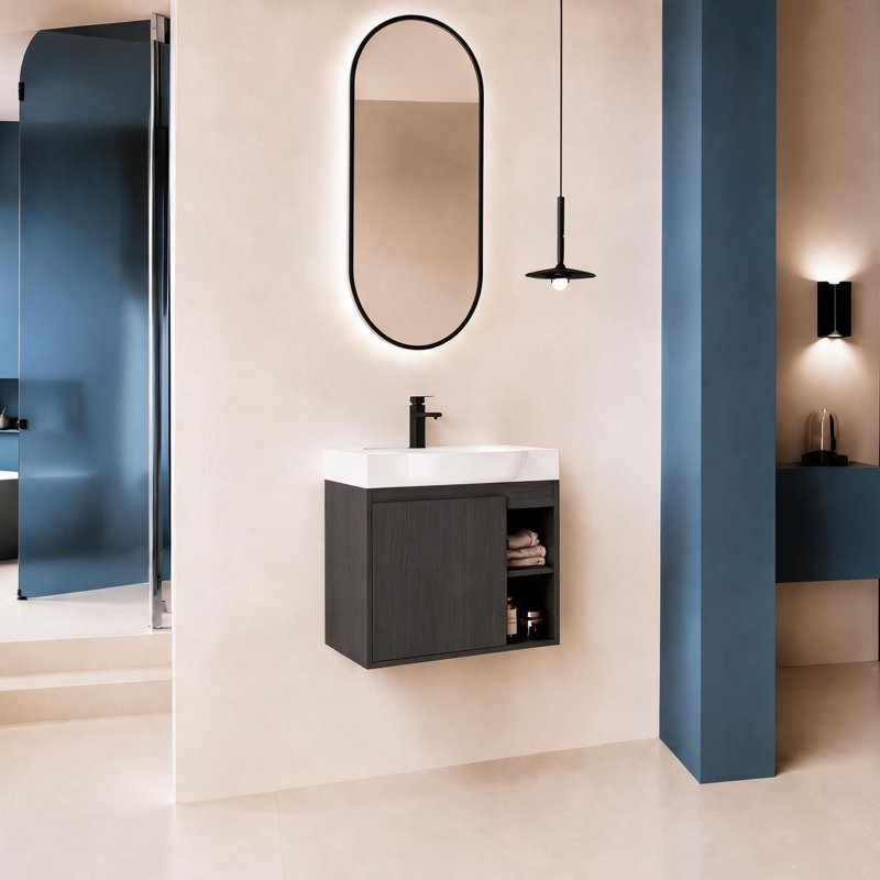 Meuble-lavabo flottant 24 po Slimbay, Noir, 24"