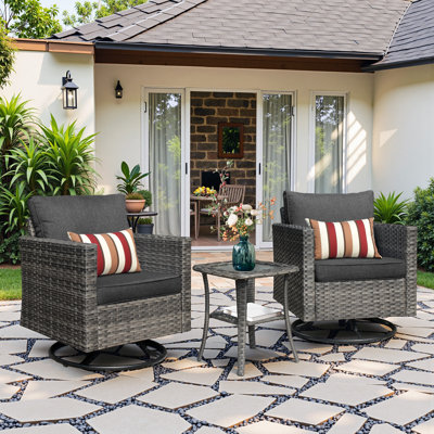 Harbin Wicker 2 - Person Patio Conversation Set with Cushions