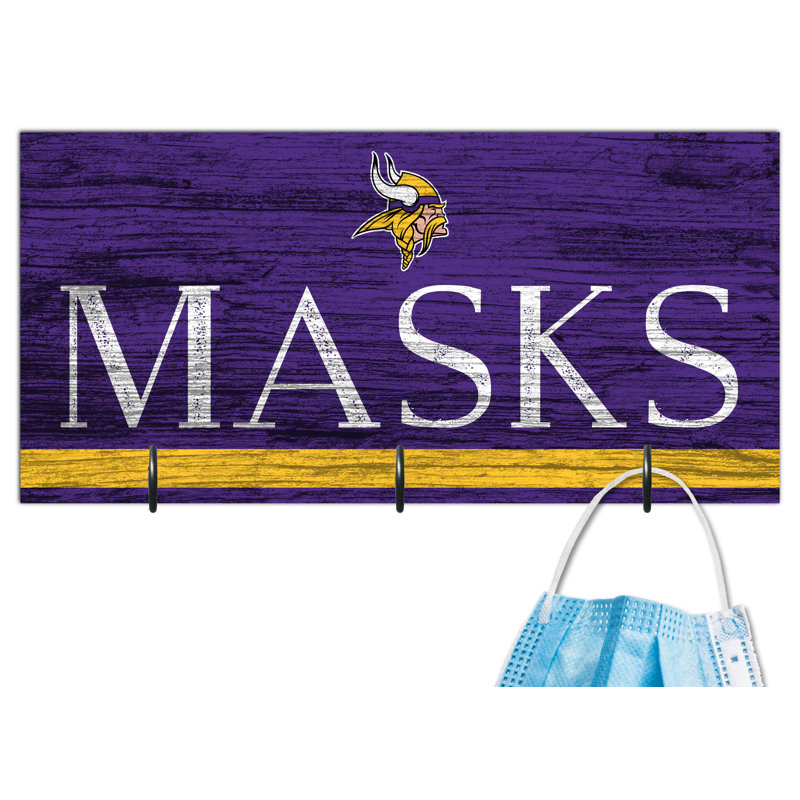 3 - Hook Wall Mounted Coat Rack, Minnesota Vikings