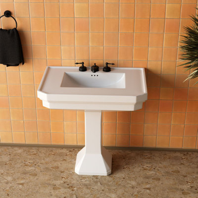 Grand lavabo sur pied en verre blanc avec robinet 8 po et drain en or rose