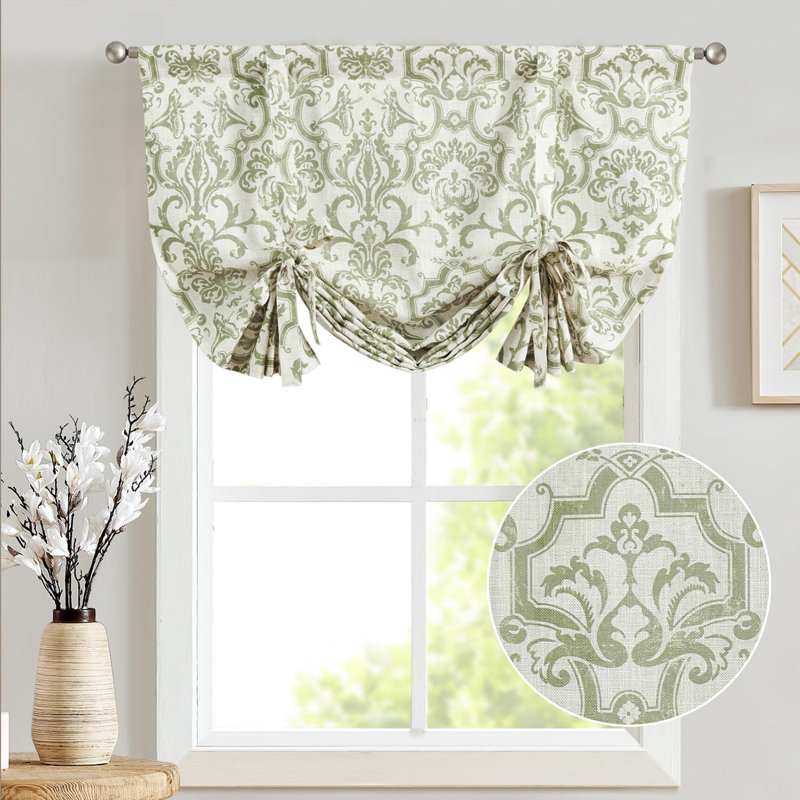 Abat-jour floral en lin avec attaches Valancel, L 42 po x L 54 po, Vert