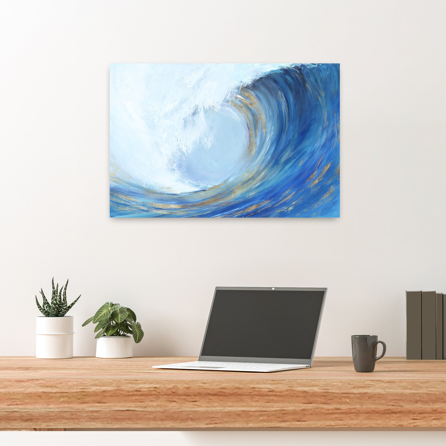 Dovecove Wave Curl II Abstract Contemporary Coastal Ocean Art | Wayfair