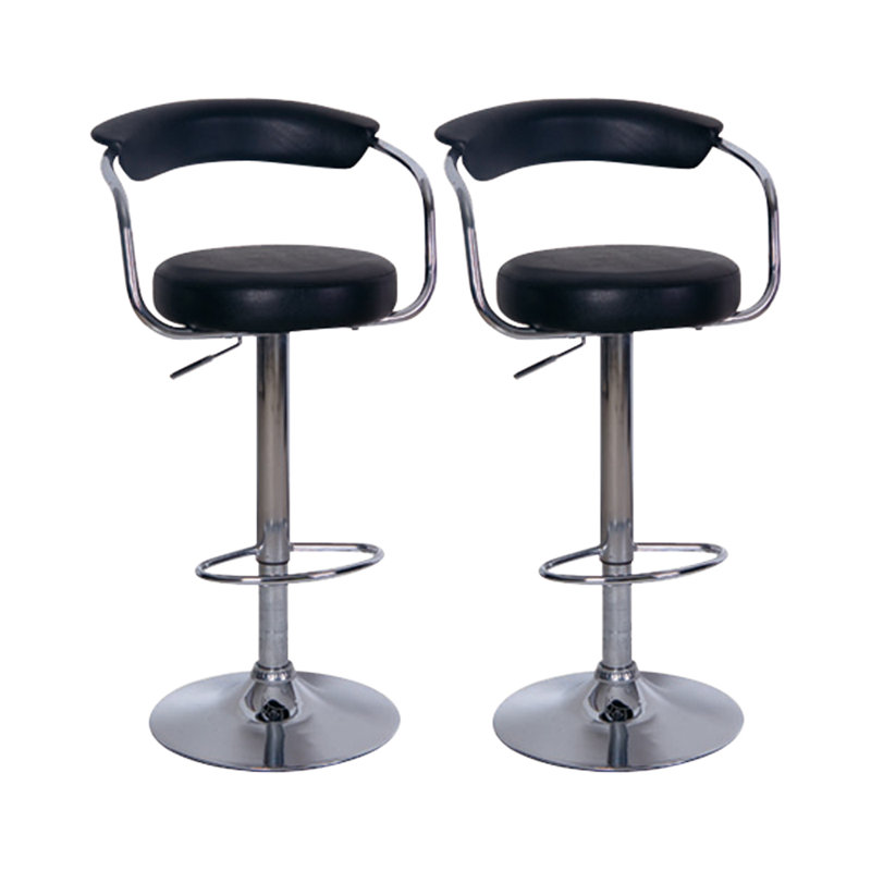 Huntingdon Swivel Upholstered and Faux Leather Adjustable Height Bar Stool, Chrome/Black