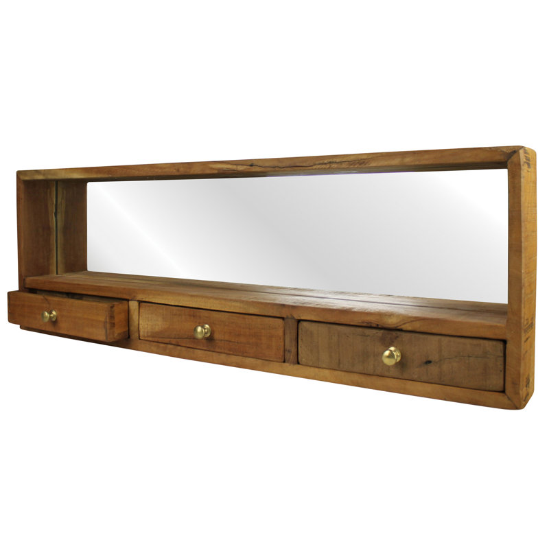 Miroir avec 3 tiroirs, bois récupéré