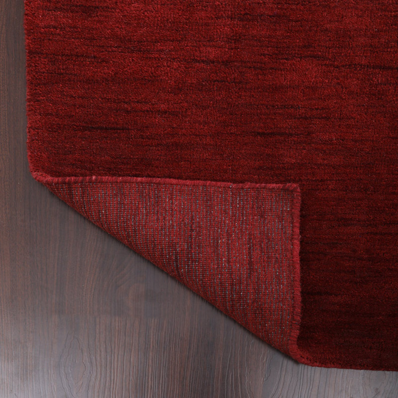 Marcie Hand Knotted Loom Wool Eco-Friendly Area Rugs - Red Color | Solid Design | Area Rugs for Living room, Bedroom.