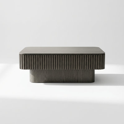 Fluted Lift-Top Coffee Table with Storage and Adjustable Height, Modern Solid Wood Veneer Design
