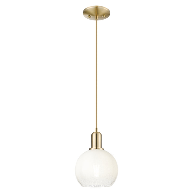Downtown Urban - Brookhaven Globe - Mini luminaire suspendu à cordon 8 po - Finition noir mat - Abat-jour ardoise, Opale