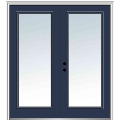 Quarter Fan Lite 4-Panel Two Sidelites Grilles Between Glass Fibreglass Painted Prehung Entry Door