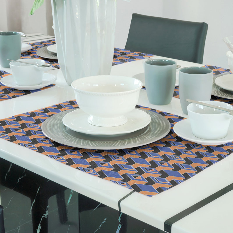 Napperon classique en coton 18 po Skyscraper, Bleu/orange, polyester