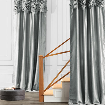 Hodson Ruched Faux Silk Curtains for Bedroom, Room Darkening Curtains for Living Room Window Single Panel