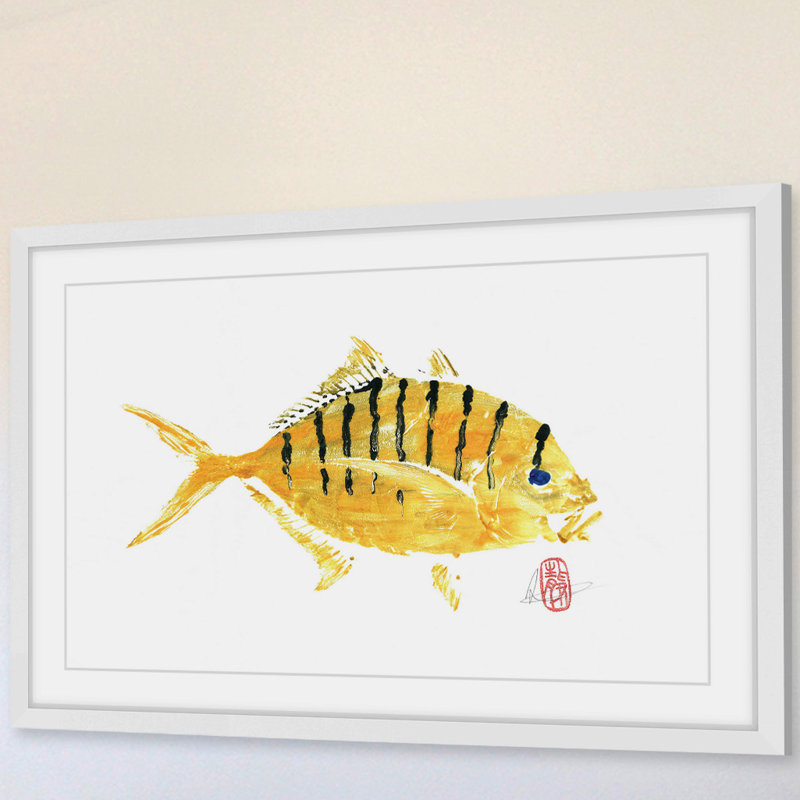 « golden trevally », reproduction d’art encadrée, H 24 po x l 36 po x P 1,5 po