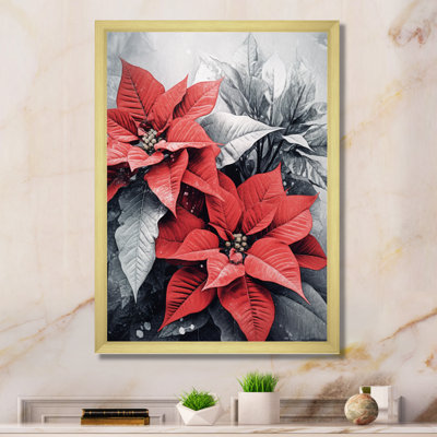 «Poinsettia Passion I» rouge et gris sur toile