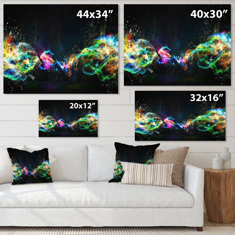 Sentiers aux couleurs vives et brillantes - œuvre d'art moderne sur toile, H 30 po x l 40 po, Toile tendue