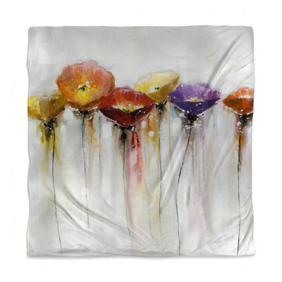 Industrial Botanical Duvet Cover - Colorful Abstract Flowers