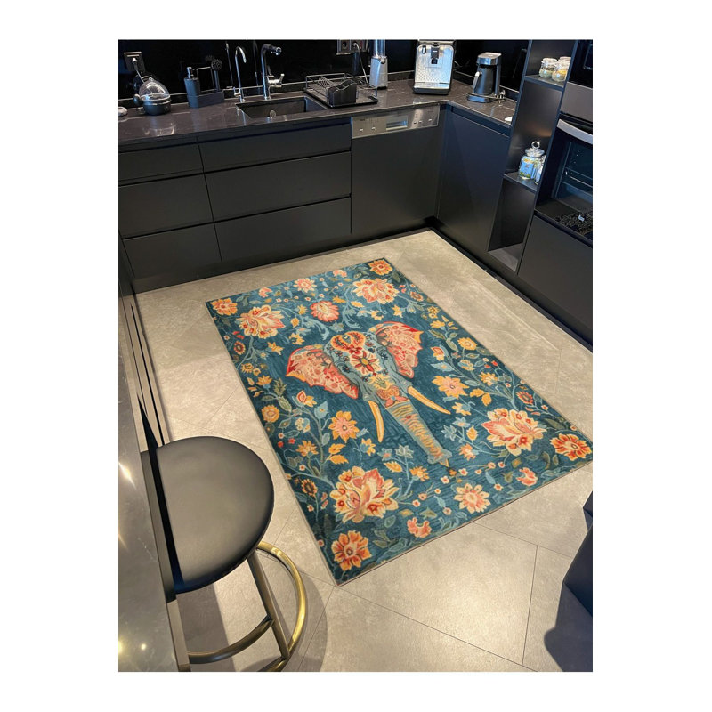 Tapis décoratif lavable à la machine moderne Paris, Sous-tapis rectangulaire de 3 pi 3 po x 4 pi 11 po