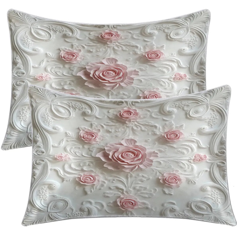 Rose Palace Style Satin Pillowcase Set Of 2 – Soft, Skin-friendly Bed Pillow Covers For Hair & Wrinkle Care