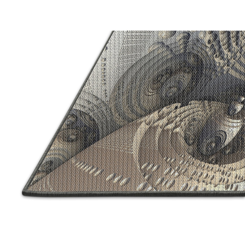 Tapis gris/beige tissé à la machine, Rectangle 2 pi x 3 pi