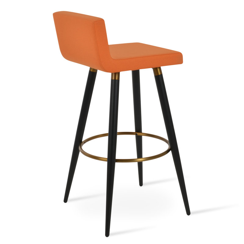 Tabouret de bar et de comptoir Dallas Ana, Noir / Bronze, Tissu orange, Tabouret de bar (siège d'une hauteur de 29 po)